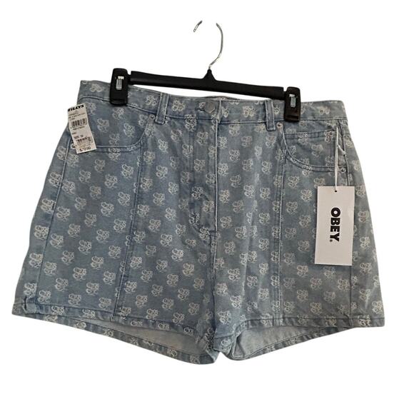 OBEY NWT $79 Clash Light Indigo Women's Denim Shorts Size 32 - Picture 2 of 7